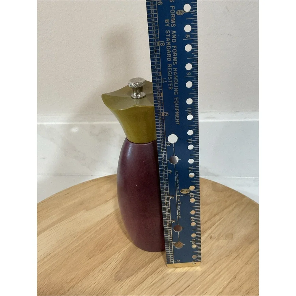 Vintage Sylvain Tremblay Wood Pepper Mill Flared Crown Moulin Aubergine